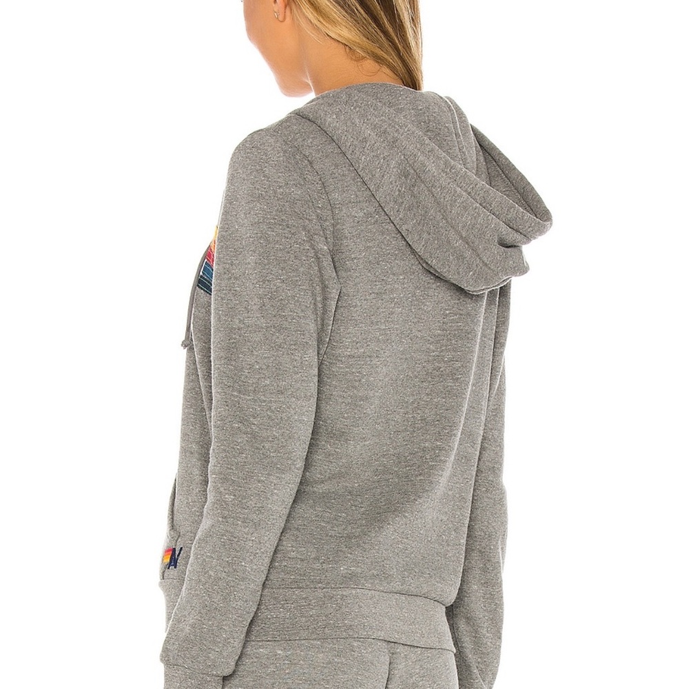 Aviator Nation 5 Stripe Zip Hoodie & Pants SET Heather Grey. Size Small 🌈 - Picture 2 of 5